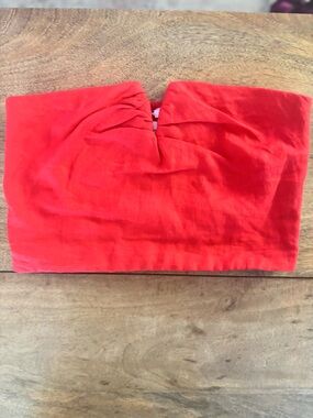 Olivaceous Vibrant Red Strapless Bandeau